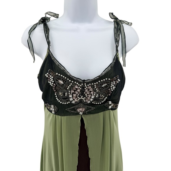 VTG Babydoll Fairy Whimsy Peppe Peluso Embellished Sheer Mesh Mini Dress M - Picture 2 of 11